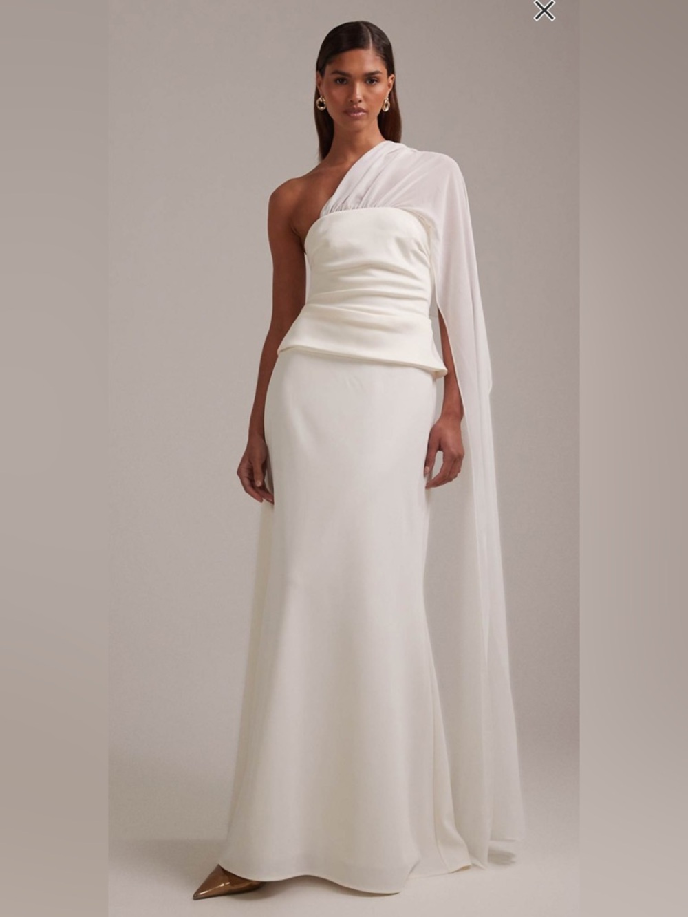 NWT ASOS DESIGN Cape Detail Maxi Dress- Ivory - Wedding- size 2